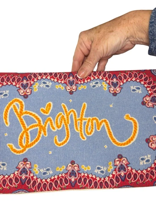Brighton “Brighton Love Butterfly” Canvas Tote Bag Red Blue Bandana Print Large - Picture 9 of 9